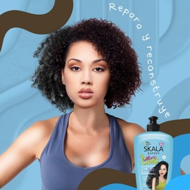 Crema Skala Para Peinar Rizos o en Transición Tratamiento 3 en 1 Con Protector Termico 250g Hidratante capilar Tratamiento para cabello seco y encrespado 100% VEGANO (Mais Cachos Azul)