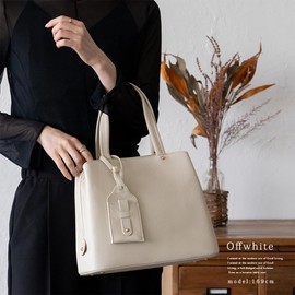 VITAFELICE vinb-l16045 Women's Genuine Cowhide Leather 2-Way Square Handbag, white (off-white)