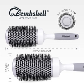 Bombshell Ceramic Round Brush — Pro Ultra Ceramic Thermal Round Hair Brush with Rubber Handle, Round Brush for Blow Drying, Curling, and Styling 2"