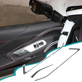 Hudiriy True Soft Carbon Car Door Panel Trim Compatible with Corvette C8 2020-2023 Car Interior Interior Door Trim Door Panel Trim Sticke Accessories (Inner Door Panel Trim)