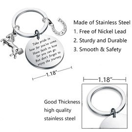 FUSTMW Horse Keychain Gifts Horse Lover Gifts for Horse Rider Equestrian Gifts Take Pride in How Far You Have Come（silver）