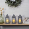 Elements Metal Lanterns with LED Candles, Set of 3, 5.2x5.2x12