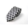F NODE Necktie, Checkered Pattern, Black and White, For Parties,