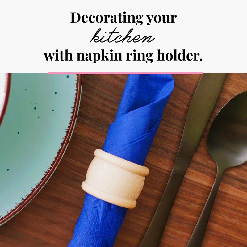 tuuli Kitchen Set of 6 Wooden Napkin Rings Table Decoration