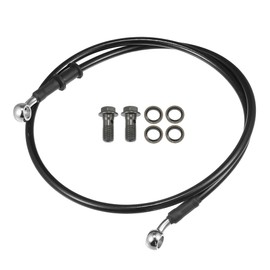 Motoforti Universal Brake Hose Motorcycle ATV Dirt Bike Motocross Blade Hydraulic Brake Line Oil Hose Pipeline, 100cm, Metal, Black Silver Tone, 1 Set