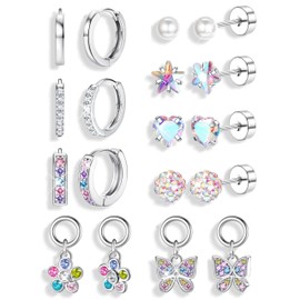 Roheafer Hypoallergenic Ohrringe für Frauen flache Rückseite Chirurgenstahl Ohrring für empfindliche Ohren niedlich Frauen Ohrringe Set Frauen Ohrringe Schmuck Farbe Tone