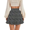 GPHY Women's Floral Ruffle Mini Skirts Cute Elastic Hight Waist