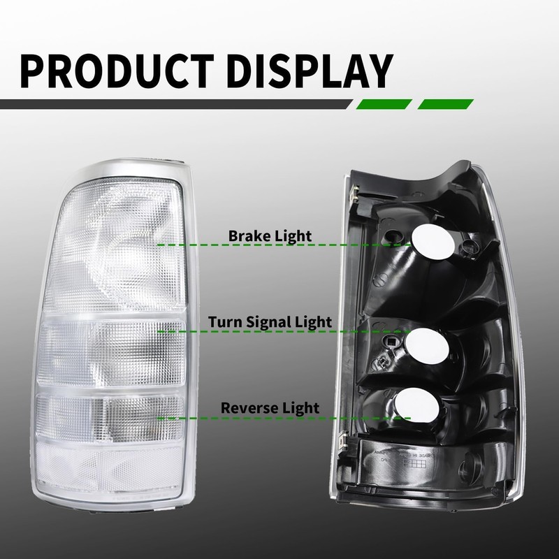 Clear Tail Light Assembly Compatible with 1999-2002 Silverado 1500 2500/1999-2007