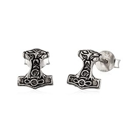 NKlaus Pair of Celtic Stud Earrings 925 Silver Viking Thor's Hammer Celtic Earrings 3048, Sterling Silver
