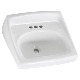American Standard 0355.027.020 Lucerne Wall-Mount Lavatory Sink with 4-Inch Faucet Holes for Exposed Bracket Support, White