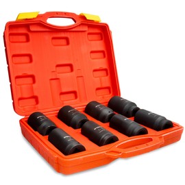 XtremepowerUS 9pc 3/4" Drive Deep Impact Cr-V Socket Set SAE Heat Treated 6-Point Flank Sockets (Black) 1" to 1-1/2" Storage Case