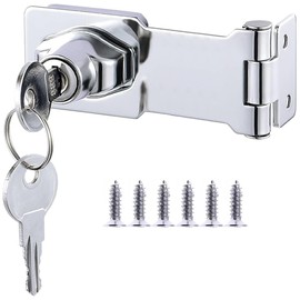 ZiYuya Keyed Hasp Lock Hasp, Padlock Shed Door Lock Hasp with Alike Keys Drawer Cupboard Locks Twist Knob Locking Hasp Door Gate Latch Bolt Furniture Mailbox Closet Lock (Silver - 1 Pack, 4 Inch)