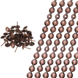 sourcing map 6 Pcs Upholstery Tacks Strips, 32.8ft Decorative Nails Strips D11mm Glossy Nail Trims for Furniture Sofa Headboard Chair DIY Crafts with Upholstery Nails, Copper