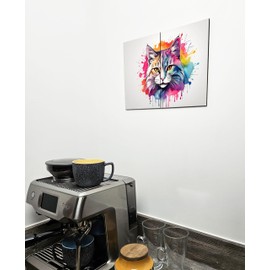 The Plum Penguin Cats Wall Art, Watercolor Style MDF Wood Decor, A4 Dual Panel