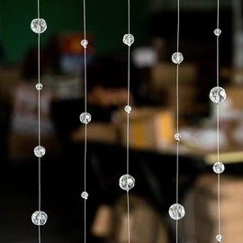 Glass Crystal Beads Curtain Window Door Curtain Passage Wedding Backdrop Door String Hanging Decoration (Transparent, 6.5 Feet*5pcs)