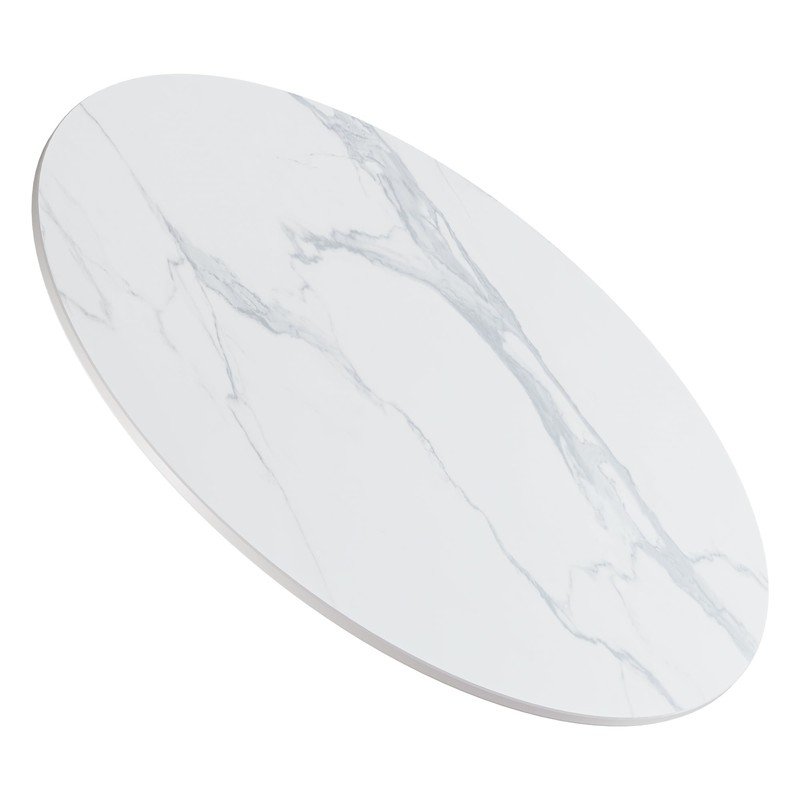 SSTBLEV Round Table Top, 23.6” White Sintered Stone Tabletop, DIY