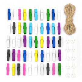 BZKSER Clothes Pegs, 50 Mini Small Wooden Pegs, Small Pegs, Photo Craft Clips, Decorative Patchwork Clips, Decorative Pegs, Wooden Clothes Pegs, Decorative Pegs in Colour, Food Pattern Version, with 2