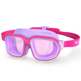 WATERTIME Goggles for Elementary School Children 6-12 Years Old UV Protection High Definition Protection Large Frame Swimming Lens (Purple)