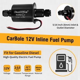 CarBole 12V Low Pressure Inline Fuel Pump 2-3.5 PSI, Electric Universal Gasoline Diesel Pump for Carburetors Cars Trucks Boats Engine Generator Replacement P60430, EP12S, 6414671 E8012S, FD0002