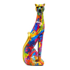 Colorful Leopard Statue Art Figurine Sculpture Collectible Gifts for Leopard Lover Office Home Decor Desk Accessories Decoration Garden Figurines Outdoor Decor (Color H)