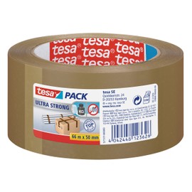 tesapack Ultra Strong - PVC Packing Tape for Firm Packaging and Secure Packing - brown - 66 m x 50 mm