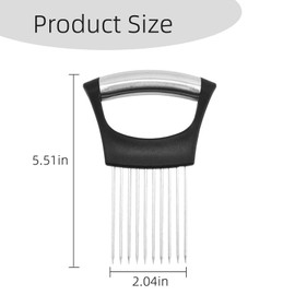 1 x Onion Cutter, Manual Onion Cutter with Protective Cover, Stainless Steel Onion Cutter Holder, 14 x 5.2 cm Food Slice Assistant, for Potatoes, Carrots, Onions, Lemon, Vegetables, Meat