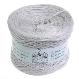 Fairytale Yarn Bobbel Wool 4-Ply 50% Cotton 50% Polyacrylic Light Grey 200 g - 760 m Plain Hand Knitting Yarn Crochet