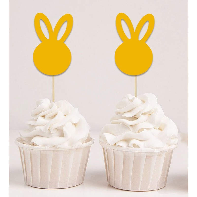 Darling Souvenir, Yellow Easter Bunny Rabbit Cupcake Toppers Dessert Decoration