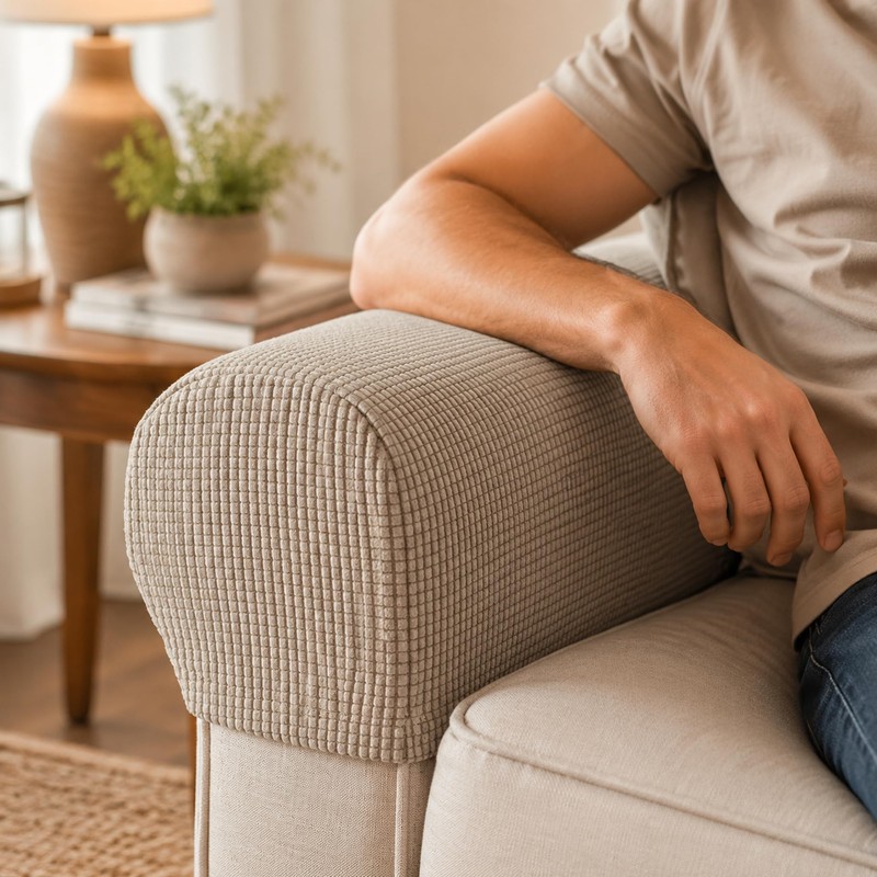 Agvdg 4 Pcs Sand Stretch Arm Covers Armchair Arm Covers