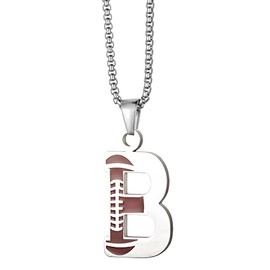 EZUY GNAY Letter B Football Stainless steel Football Necklace Player Number Pendant silver Athlete Letter Jewelry