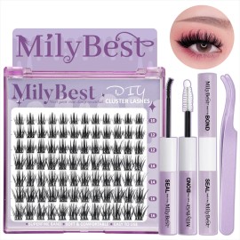 US Local Stock Eye Lash Cluster DIY Individual Lash Cluster Kit C Curl Eyelash Clusters Extensions Kit Custom LogoFalse Eyelashes Style: Natural, length: Mix, color: Black, package: Purple Kit-2