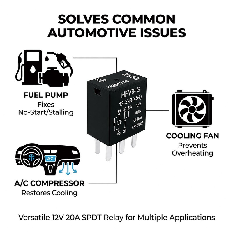 13361779 HFV9-G 12-Z-R(454) Relay (2-Pack) 5-Pin SPDT 12VDC 30A/20A