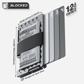 MIFANYO Men Wallets Minimalist Metal Card Holder with Money Strap Slim Card Holder Men RFID Protection Wallet Front Pocket Grey L03, L-grey-black, Classic