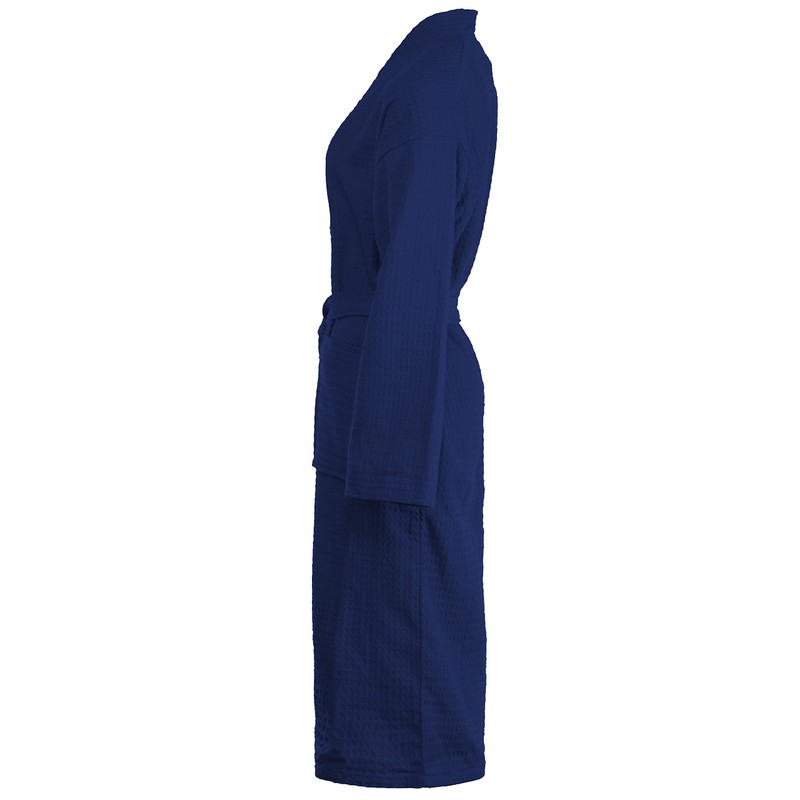 Brandsseller Unisex Bathrobe, Cotton, Lightweight, Dressing Gown, Waffle Pique, navy