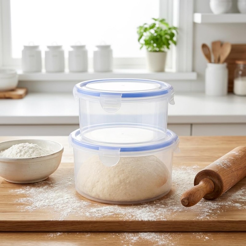 Lolytama 2Pack Dough Proofing Box,Stackable Sourdough Pizza Proofing Container with