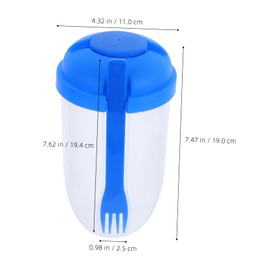ABOOFAN Portable Salad Shaker Container with Integrated Fork Leak Resistant Dressing Cup for Fresh Fruits Vegetables Jar for Breakfast Lunch at School Office Outdoor Blue