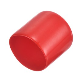sourcing map 4pcs Rubber End Caps 1 1/4"(32mm) ID Vinyl Round End Cap Cover Screw Thread Protectors Red