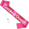 Carnival Queen Sash - Rose Pink Fabric with Glitter Lettering,