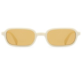 Laurinny Retro Rectangular Sunglasses 90s Rectangle Narrow Glasses Sunglasses Women's Square (Yellow)
