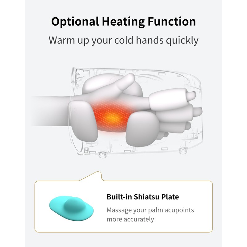 FIT KING Cordless Hand Massager with Compression & Heating, Fingers