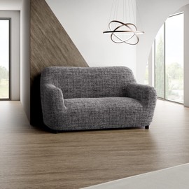 PAULATO BY GA.I.CO. Loveseat Slipcover - Oversized Chair Cover - Stretch Couch Cover - Cushion Love Seat Sofa Slipcovers - 1-Piece Form Fit Washable Protector - Microfibra Print - Vittoria Grey