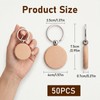 50 Pieces Wood Keychain Blanks, Unfinished Wooden Keychain Blanks for