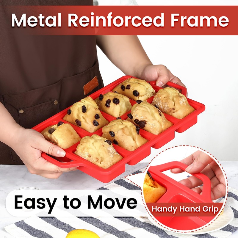 CAKETIME Mini Loaf Pans, Metal Reinforced Frame Silicone Mini Bread