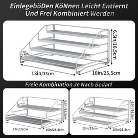 MAYZOLOP 4 Tier Spice Rack, Standing, Spice Rack, No Drilling, Adjustable Silver Grey Spice Rack for Cupboard Organisation, Metal Spice Racks for the Kitchen, Width 34 cm
