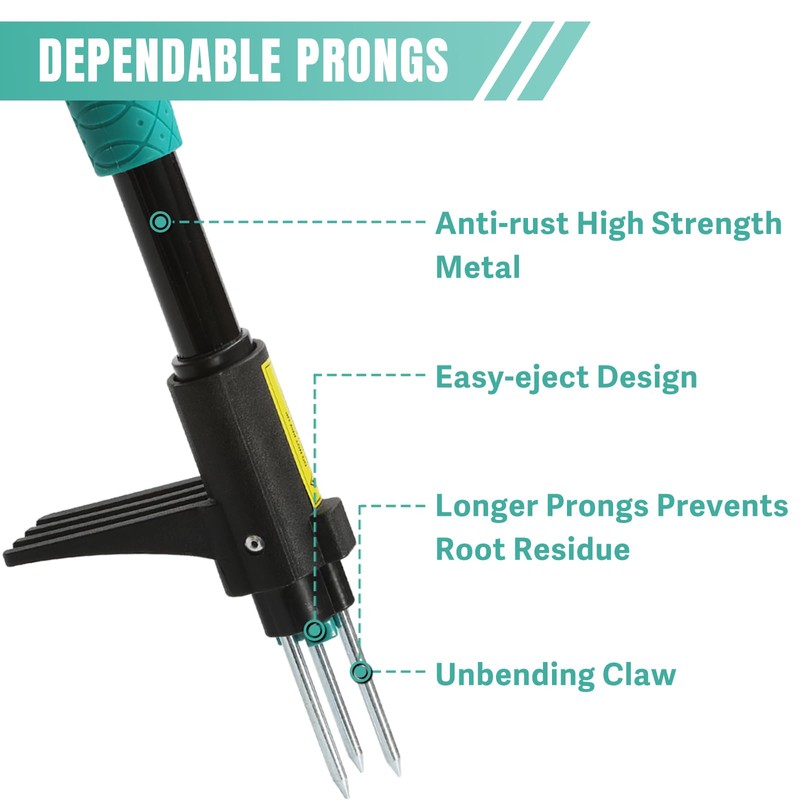 Breeze Touch 39" Weed Pulling Tool, 3-Claw Detachable Weed Puller