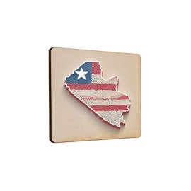 Wooden Fridge Magnet with Map Design and Wavy Red, White, and Blue Pattern (mag-kf25-2084)