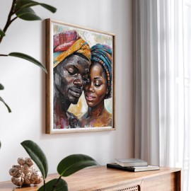 SKRYUIE Paint by Numbers Kit for Adults Beginner African American, Acrylic Couple Oil Painting by Numbers Kits with PaintBrushes Paintwork Art Crafts Canvas for Home Decor 16x20 inch c3