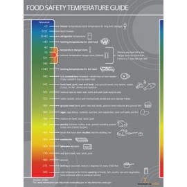 Food Safety Temperatures Poster - Scales of Temperatures from Freeze to Reheat to Meat