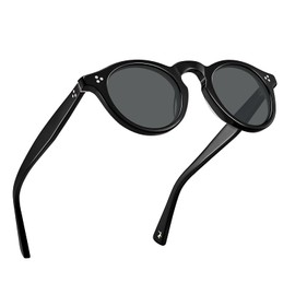 CARFIA Retro Mens Sunglasses Women Polarized UV400 Protection, Small Round Acetate Italian Luxury Style Driving Shades