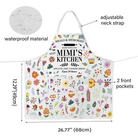 WCGXKO Mimi’ Kitchen Apron Mimi Cooking Gift Best Mimi Ever Gift Mimi Birthday Gift for Grandma Mimi (Mimi Apron CA)